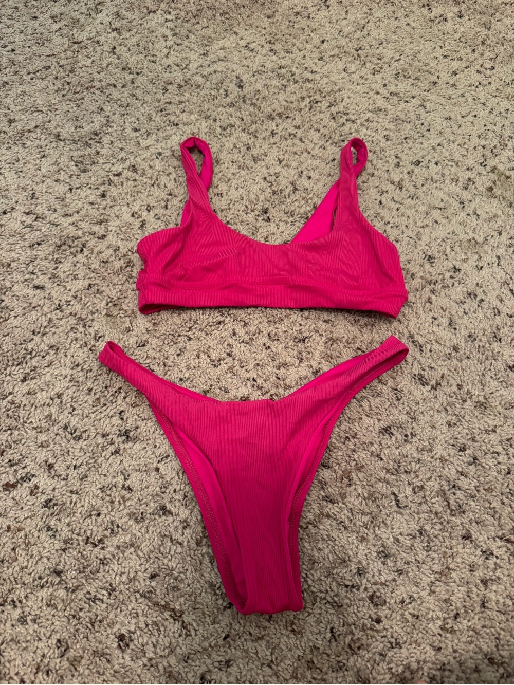 Vitamin A Hot Pink Ribbed Bikini Set
